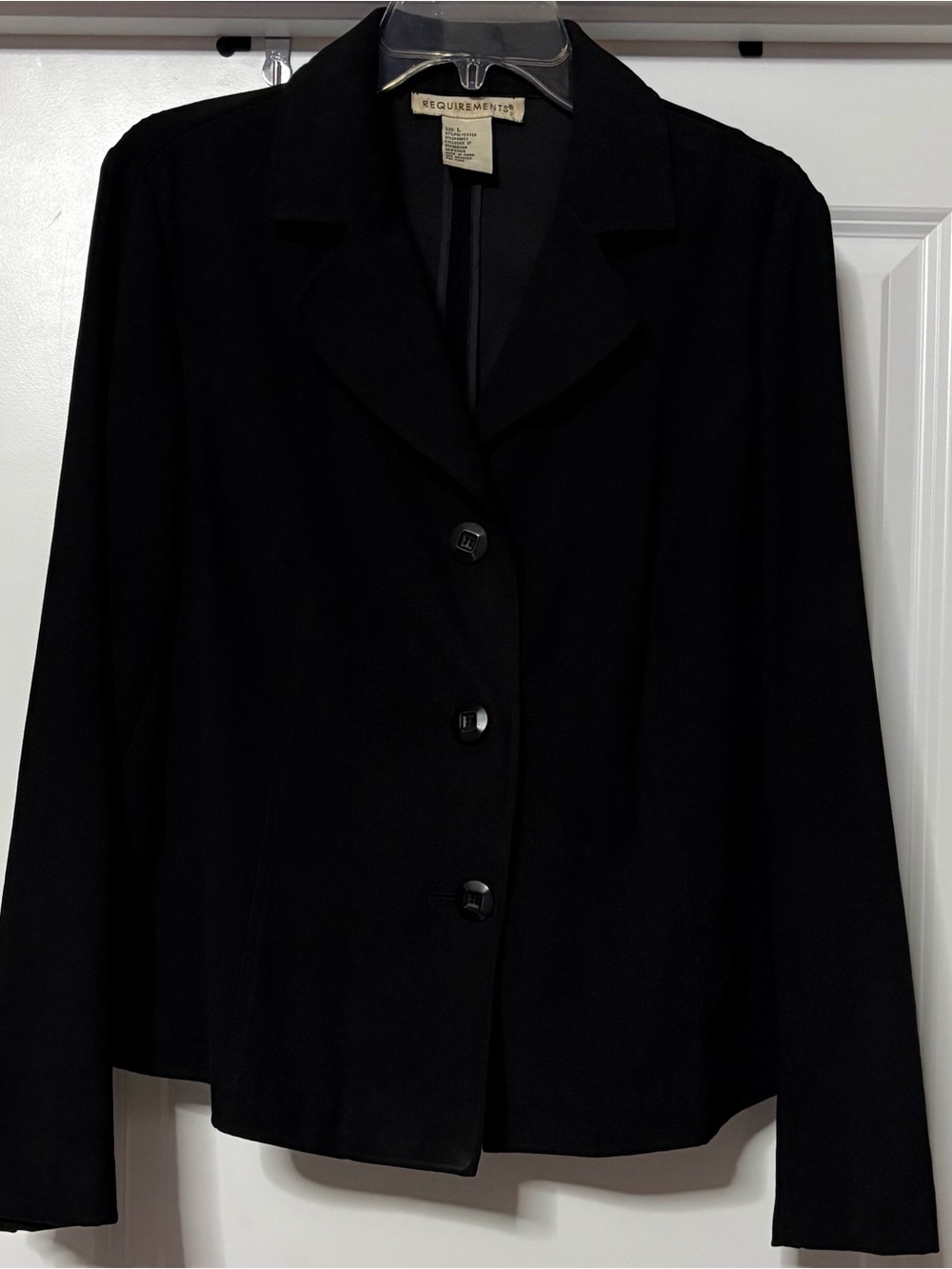 Requirements Size L Vintage Black 3-Button Lightweight Career Blazer Jacket
